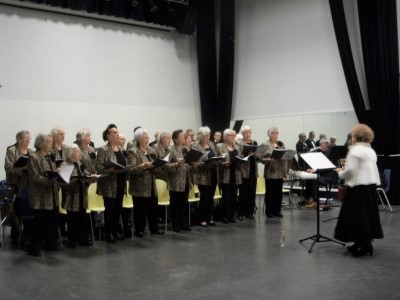 Een foto van zingende mensen in het koor Zingen Houdt Jong.